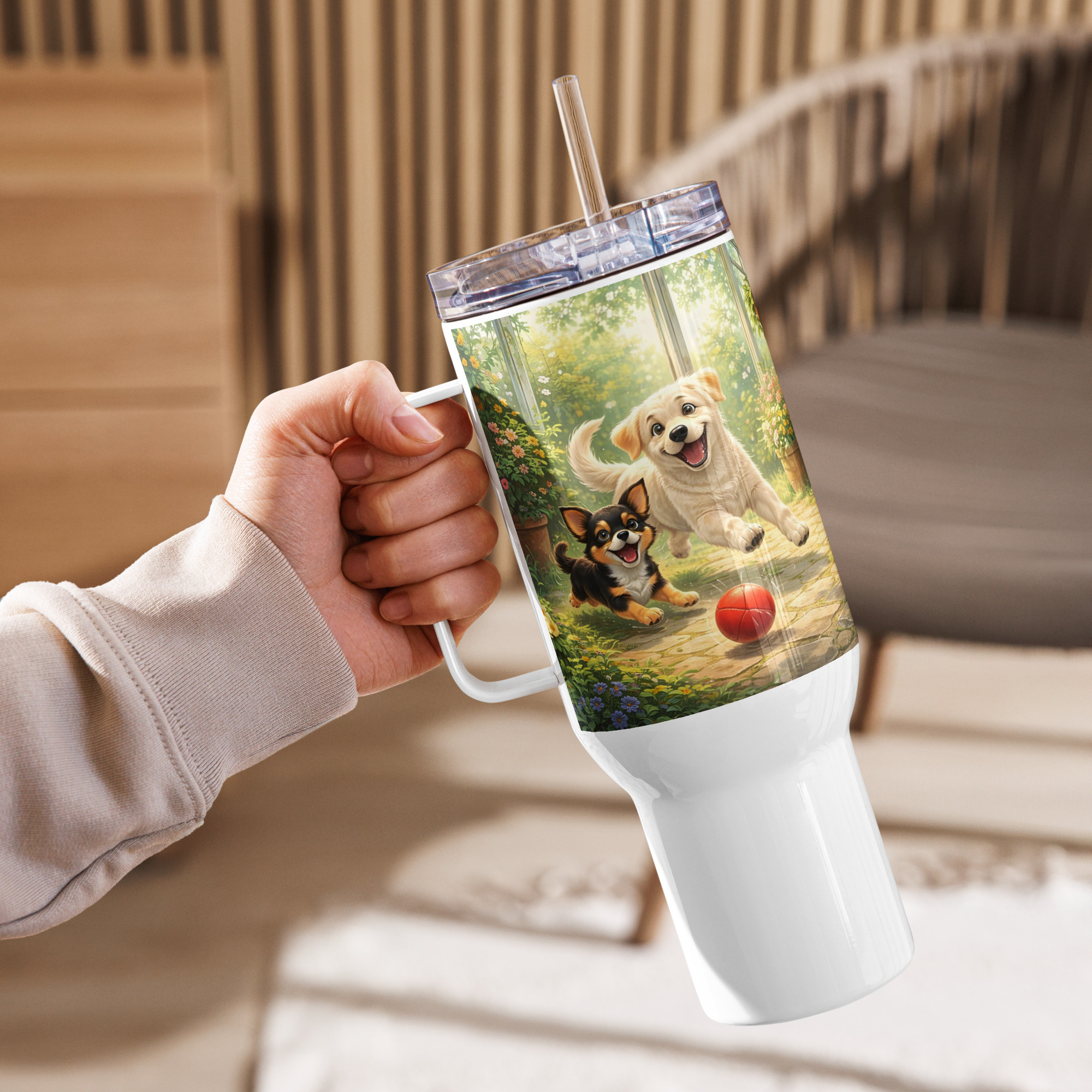 Greenhouse Adventure Travel Mug with Handle - Image 4